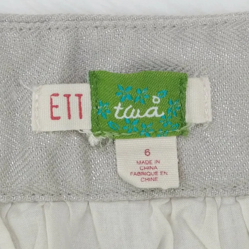 Anthro ETT TWA Taupe Silver Shimmer Skirt-Pockets!
